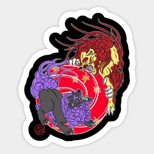 2 Komainu fight like lions Sticker